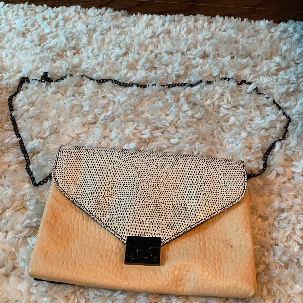 Beautiful black, white and nude envelope clutch
